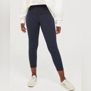 Aerie Real Me Hi Rise 3/4 Cropped Leggings Size Small Steel Blue